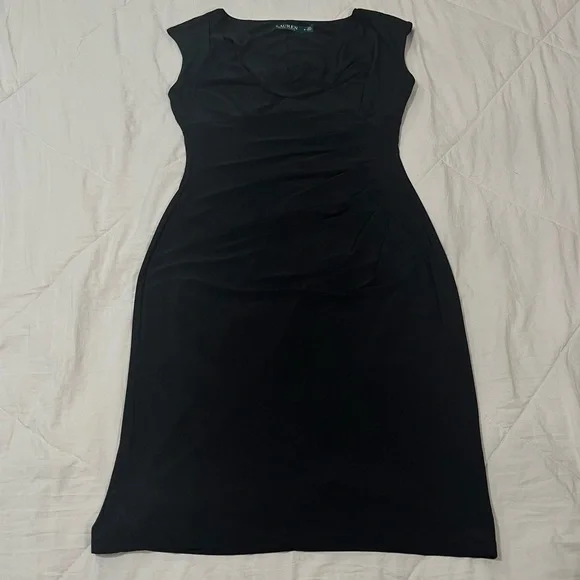 Lauren Ralph Lauren Women’s Classy Black Jersey Stretch Cowlneck Dress Size 8 - Picture 9 of 9